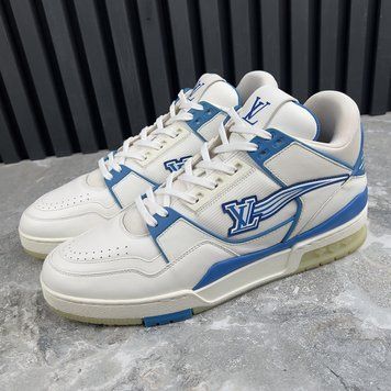 LV Trainer Azur кросівки білі з блакитним шкіряні