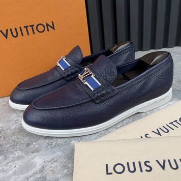 Estate LV Loafer Logo Slip On Blue Leather