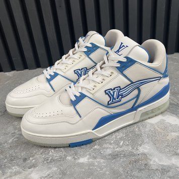 LV Trainer Azur кросівки білі з блакитним шкіряні 4097 фото