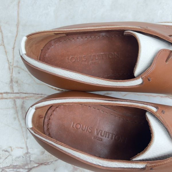 Dress Shoes Derby White Brown Leather