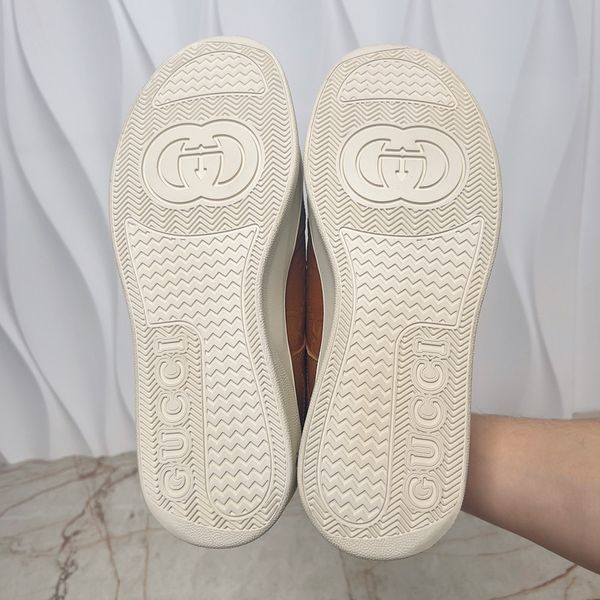 Chunky GG Embossed Monogram Sneaker Brown Leather