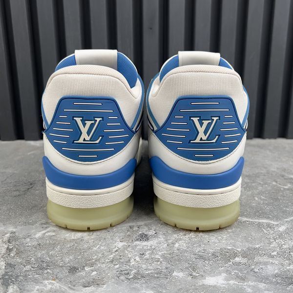 LV Trainer Azur кросівки білі з блакитним шкіряні