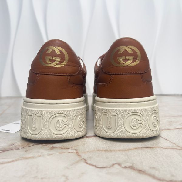 Chunky GG Embossed Monogram Sneaker Brown Leather