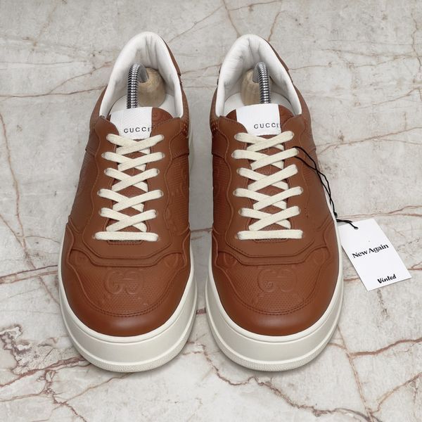 Chunky GG Embossed Monogram Sneaker Brown Leather