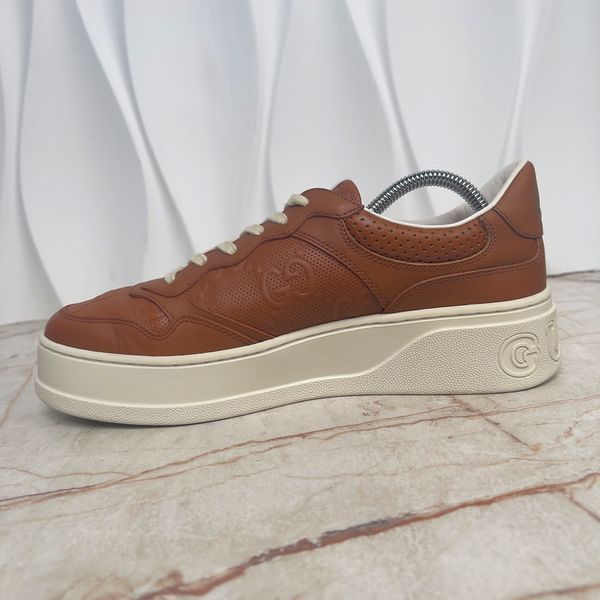 Chunky GG Embossed Monogram Sneaker Brown Leather