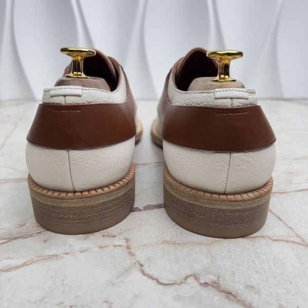 Dress Shoes Derby White Brown Leather