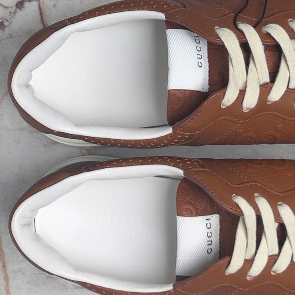 Chunky GG Embossed Monogram Sneaker Brown Leather