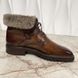 Goodyear Fur Boots Shoes Brown Patina Leather