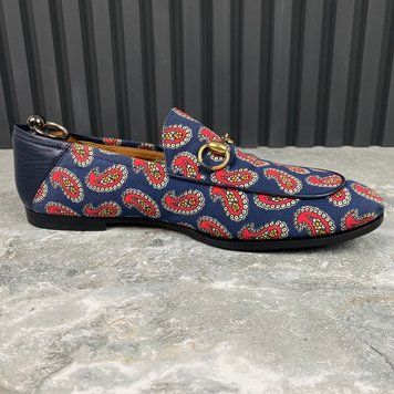 Horsebit Paisley Canvas лофери темно сині 2558 фото