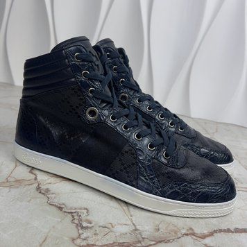Web Diamante Sneakers Blue Leather Crocodile Trim