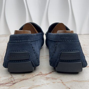 Monte Carlo Moccasins Perforated Blue Suede