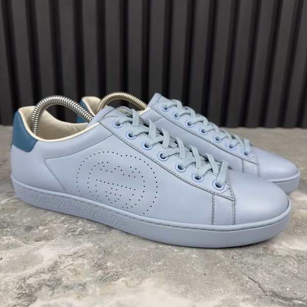 Ace Interlocking GG Sneakers Blue Leather