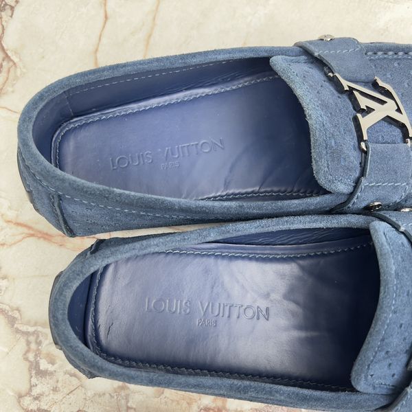 Monte Carlo Moccasins Perforated Blue Suede