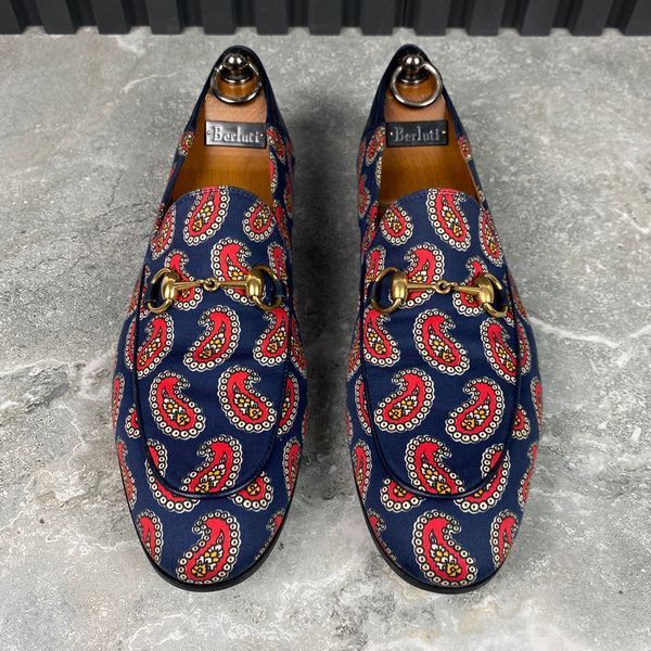 Horsebit Paisley Canvas loafer dark blue