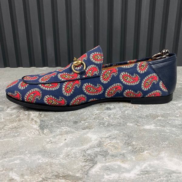 Horsebit Paisley Canvas loafer dark blue