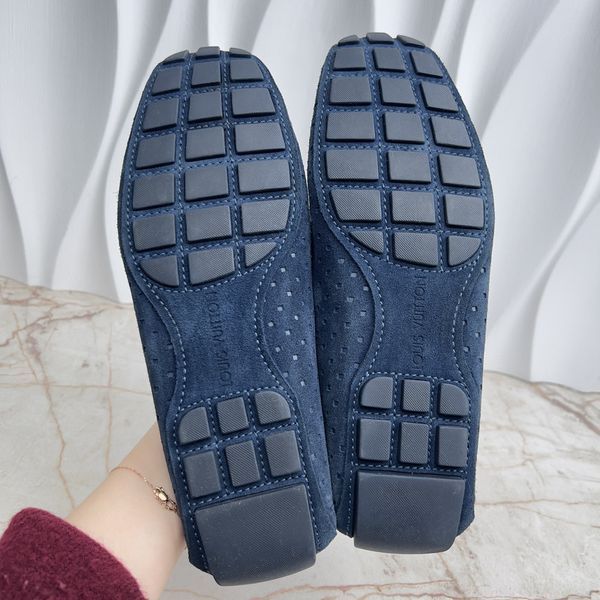 Monte Carlo Moccasins Perforated Blue Suede
