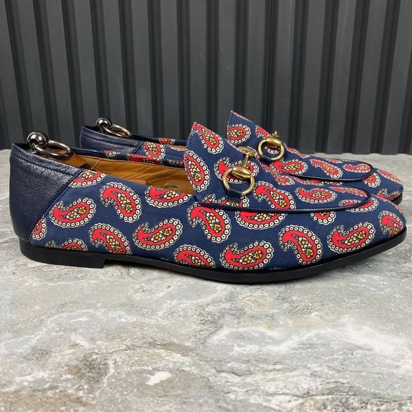 Horsebit Paisley Canvas loafer dark blue