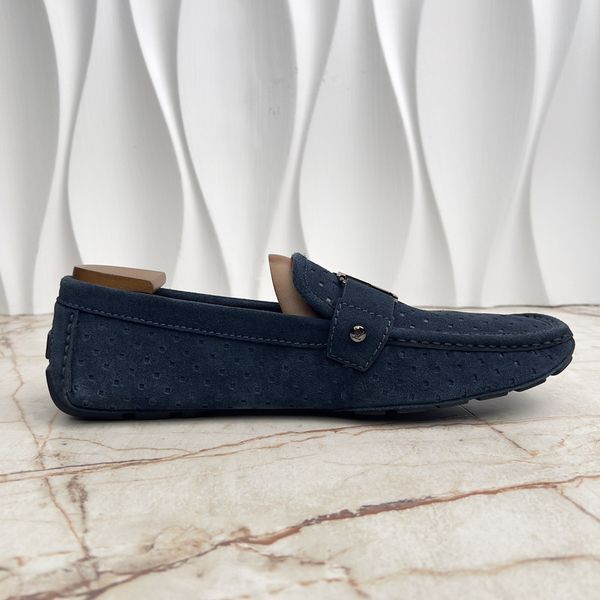 Monte Carlo Moccasins Perforated Blue Suede