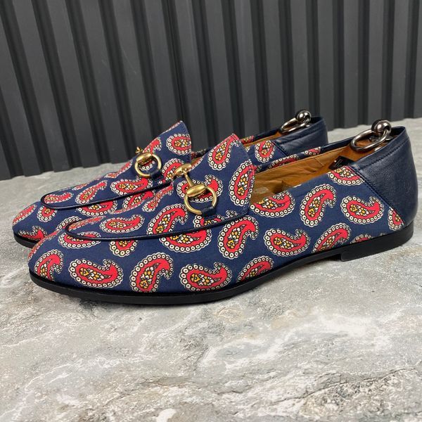 Horsebit Paisley Canvas loafer dark blue