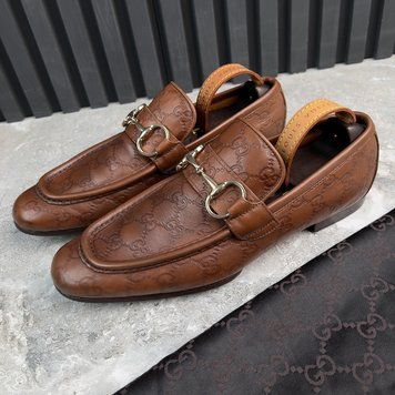 Tom Ford Era лофери коричневі шкіряні з тисненням Guccissima 4110 фото