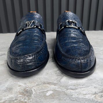 Major LV Loafers Blue Crocodile Leather
