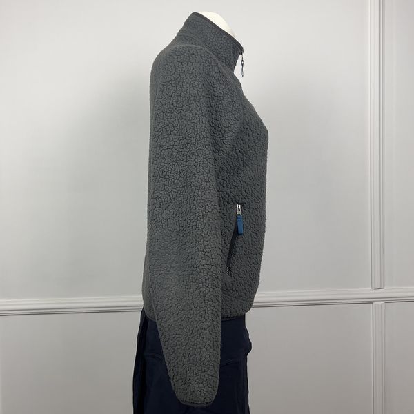 Retro Pile Gray Full Zip Fleece Jacket