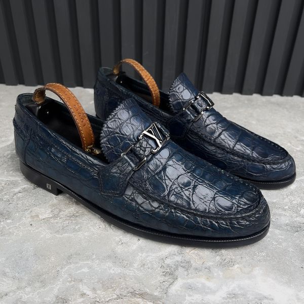 Major LV Loafers Blue Crocodile Leather