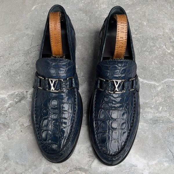 Major LV Loafers Blue Crocodile Leather
