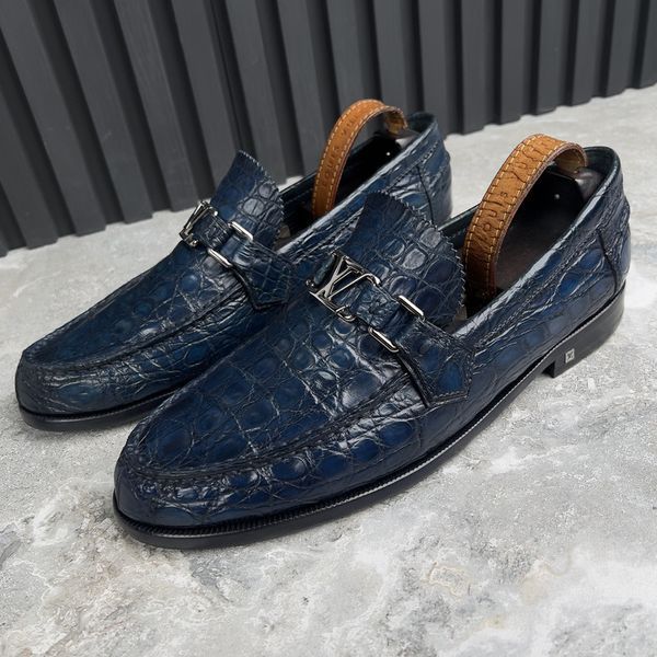 Major LV Loafers Blue Crocodile Leather