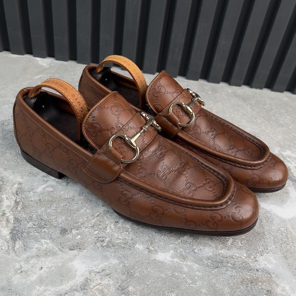 Tom Ford Era лофери коричневі шкіряні з тисненням Guccissima 4110 фото