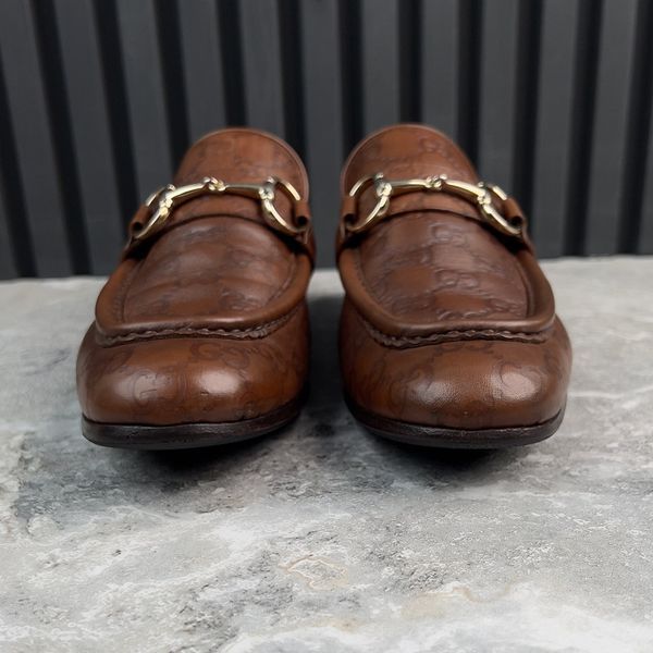 Tom Ford Era лофери коричневі шкіряні з тисненням Guccissima 4110 фото