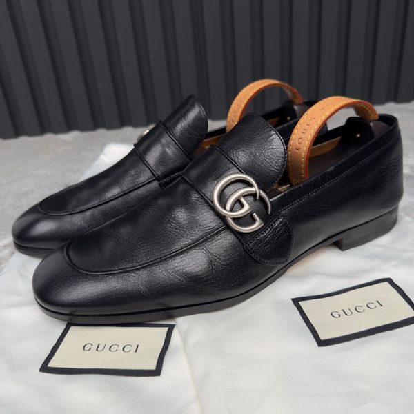 GUCCI Donnie Loafers Black Leather 3674 фото