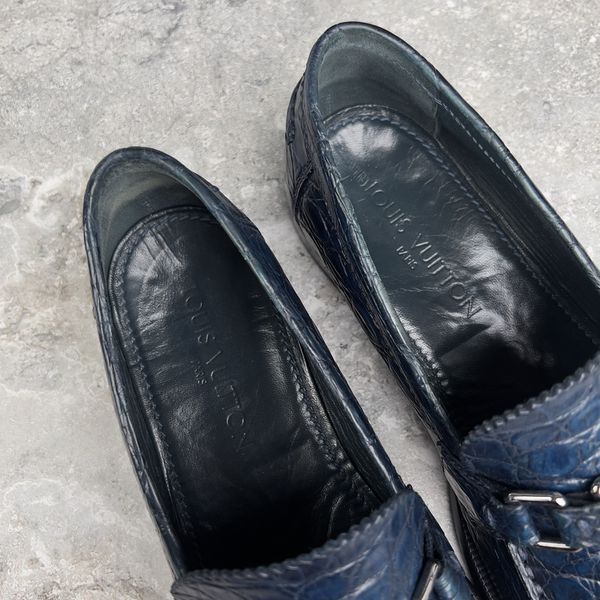 Major LV Loafers Blue Crocodile Leather