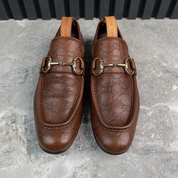 Tom Ford Era лофери коричневі шкіряні з тисненням Guccissima 4110 фото