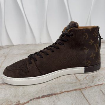 Louis Vuitton Line Up Sneakers Brown Nubuck Monogram Leather 3685 фото