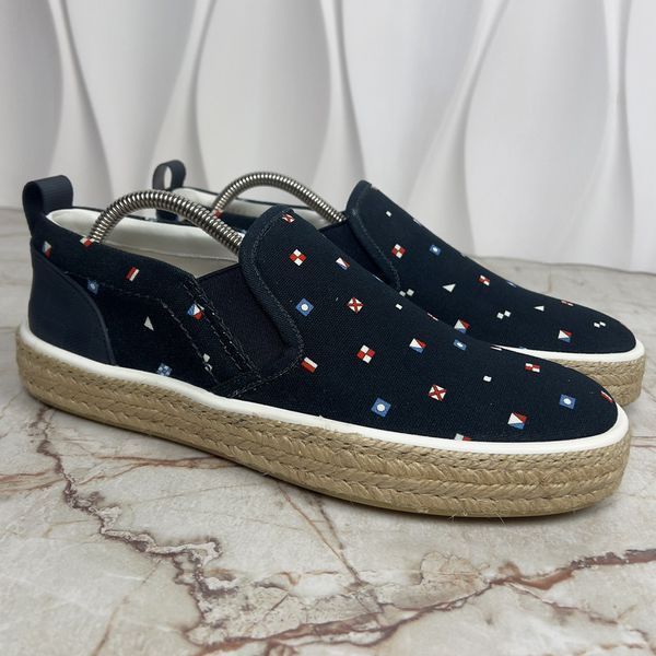America's Сup Espadrille Damier Slip On Blue Cotton