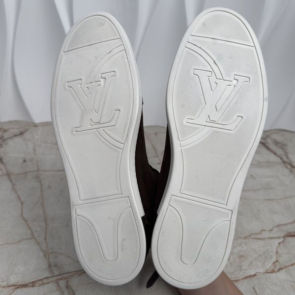 Louis Vuitton Line Up Sneakers Brown Nubuck Monogram Leather 3685 фото