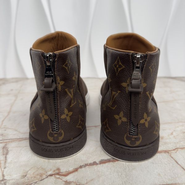 Louis Vuitton Line Up Sneakers Brown Nubuck Monogram Leather 3685 фото