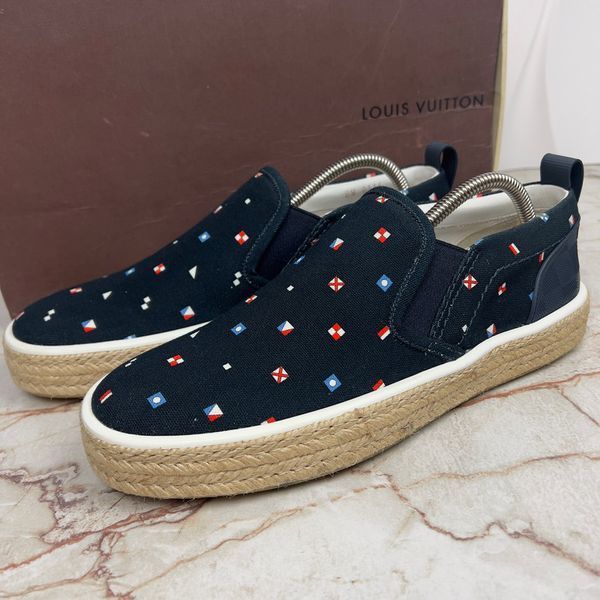 America's Сup Espadrille Damier Slip On Blue Cotton