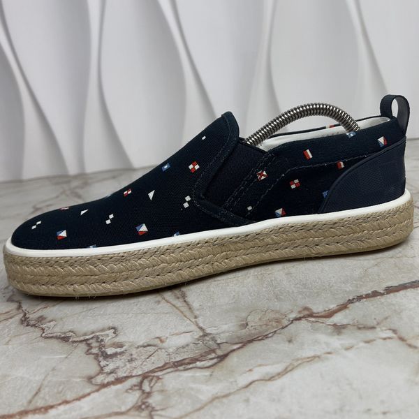 America's Сup Espadrille Damier Slip On Blue Cotton