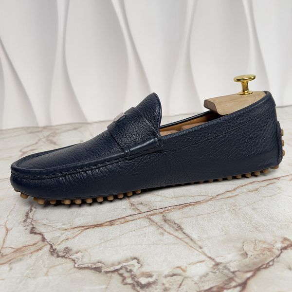 Driving Moccasin Blue Scotch Grain Leather