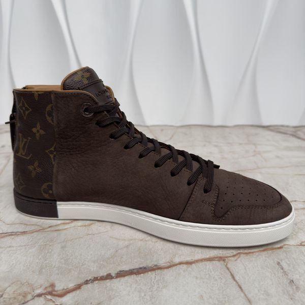Louis Vuitton Line Up Sneakers Brown Nubuck Monogram Leather 3685 фото