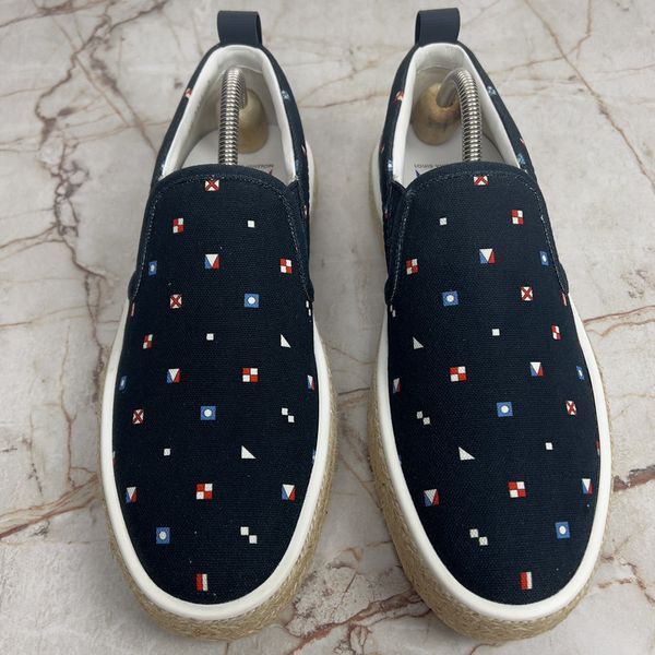 America's Сup Espadrille Damier Slip On Blue Cotton