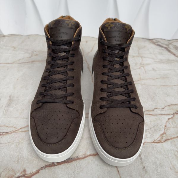 Louis Vuitton Line Up Sneakers Brown Nubuck Monogram Leather 3685 фото