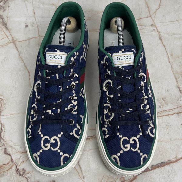 Tennis 1977 Web Maxi GG Monogram Sneaker Ink Blue Fabric