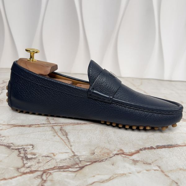 Driving Moccasin Blue Scotch Grain Leather
