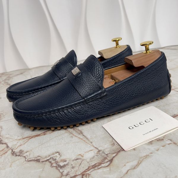 Driving Moccasin Blue Scotch Grain Leather