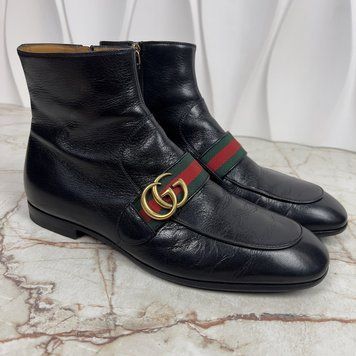 Donnie Double G Web Ankle Boots Black Leather