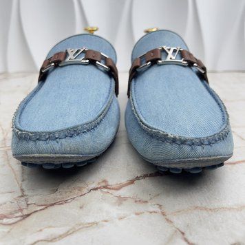 Hockenheim Moccasin Blue Denim Trim Brown Leather