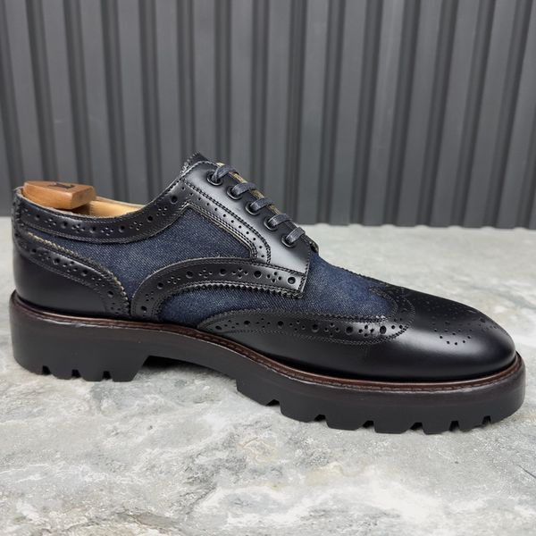 Derby Classic Shoes Blue Leather